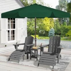 10 Ft. Steel Market Crank And Tilt Outdoor Patio Umbrella In Dark Green