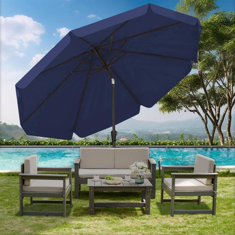 10 Ft. Steel Market Crank And Tilt Outdoor Patio Umbrella In Navy 2 10 Ft. Steel Market Crank And Tilt Outdoor Patio Umbrella In Navy - Image 2