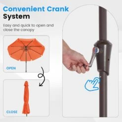 10 Ft. Steel Market Crank And Tilt Outdoor Patio Umbrella In Pumpkin -Jearey jearey market umbrellas cbzzs 10 og 4f 1000