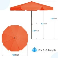 10 Ft. Steel Market Crank And Tilt Outdoor Patio Umbrella In Pumpkin -Jearey jearey market umbrellas cbzzs 10 og fa 1000
