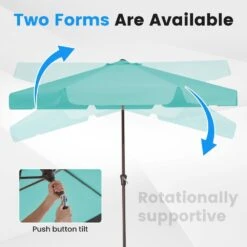 10 Ft. Steel Market Crank And Tilt Outdoor Patio Umbrella In Peacock Blue -Jearey jearey market umbrellas cbzzs 10 pb 1f 1000