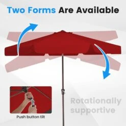 10 Ft. Steel Market Crank And Tilt Outdoor Patio Umbrella In Red -Jearey jearey market umbrellas cbzzs 10 rd 1f 1000