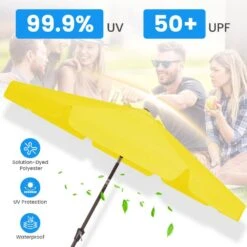 10 Ft. Steel Market Crank And Tilt Outdoor Patio Umbrella In Yellow -Jearey jearey market umbrellas cbzzs 10 ye 44 1000