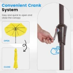 10 Ft. Steel Market Crank And Tilt Outdoor Patio Umbrella In Yellow -Jearey jearey market umbrellas cbzzs 10 ye 4f 1000