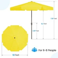 10 Ft. Steel Market Crank And Tilt Outdoor Patio Umbrella In Yellow -Jearey jearey market umbrellas cbzzs 10 ye fa 1000