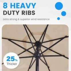 11 Ft. Steel Market Crank Outdoor Patio Umbrella In Beige -Jearey jearey market umbrellas cbzzs 11 bg 44 1000