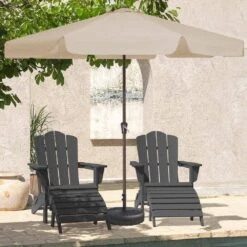 11 Ft. Steel Market Crank Outdoor Patio Umbrella In Beige