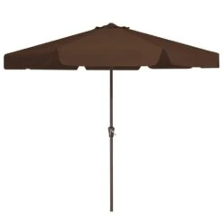 11 Ft. Steel Market Crank Outdoor Patio Umbrella In Brown -Jearey jearey market umbrellas cbzzs 11 bn 40 1000