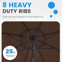 11 Ft. Steel Market Crank Outdoor Patio Umbrella In Brown -Jearey jearey market umbrellas cbzzs 11 bn 44 1000