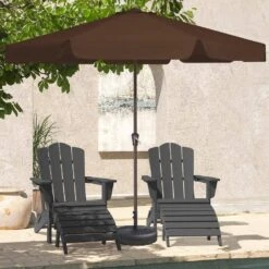 11 Ft. Steel Market Crank Outdoor Patio Umbrella In Brown