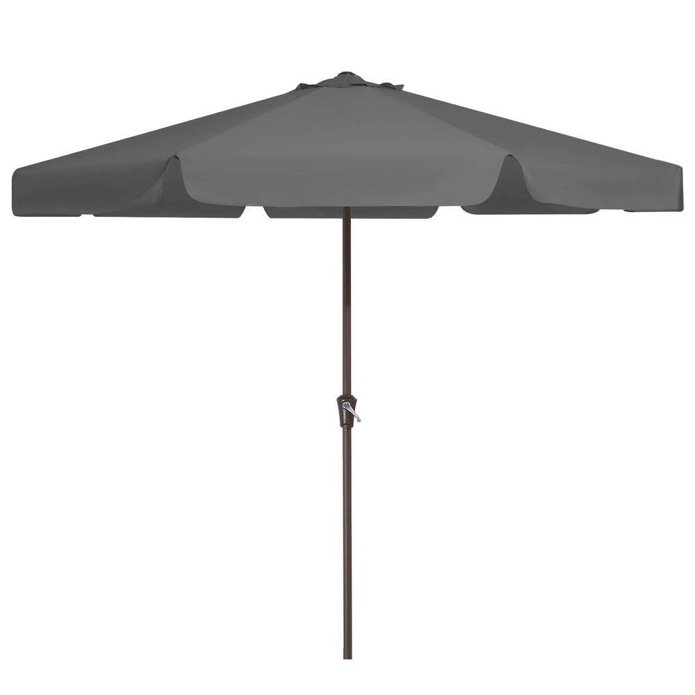11 Ft. Steel Market Crank Outdoor Patio Umbrella In Gray 3 11 Ft. Steel Market Crank Outdoor Patio Umbrella In Gray - Image 3