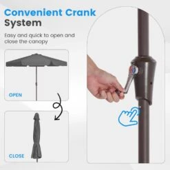 11 Ft. Steel Market Crank Outdoor Patio Umbrella In Gray 11 11 Ft. Steel Market Crank Outdoor Patio Umbrella In Gray -Jearey jearey market umbrellas cbzzs 11 gy 4f 1000