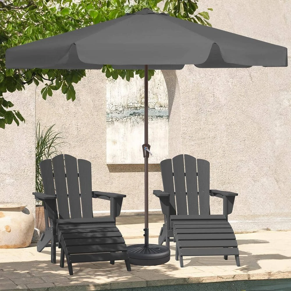 11 Ft. Steel Market Crank Outdoor Patio Umbrella In Gray 1 11 Ft. Steel Market Crank Outdoor Patio Umbrella In Gray