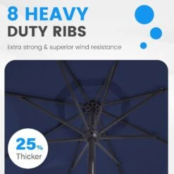 11 Ft. Steel Market Crank Outdoor Patio Umbrella In Navy -Jearey jearey market umbrellas cbzzs 11 nv 44 1000