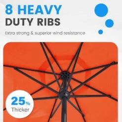 11 Ft. Steel Market Crank Outdoor Patio Umbrella In Pumpkin -Jearey jearey market umbrellas cbzzs 11 og 44 1000