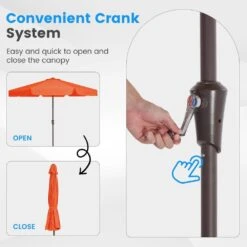 11 Ft. Steel Market Crank Outdoor Patio Umbrella In Pumpkin -Jearey jearey market umbrellas cbzzs 11 og 4f 1000