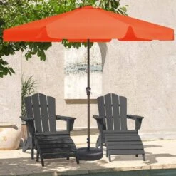 11 Ft. Steel Market Crank Outdoor Patio Umbrella In Pumpkin