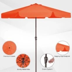 11 Ft. Steel Market Crank Outdoor Patio Umbrella In Pumpkin -Jearey jearey market umbrellas cbzzs 11 og c3 1000
