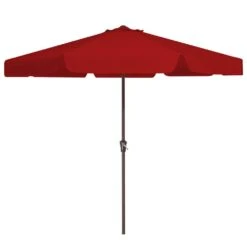 11 Ft. Steel Market Crank Outdoor Patio Umbrella In Red -Jearey jearey market umbrellas cbzzs 11 rd 40 1000