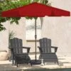 11 Ft. Steel Market Crank Outdoor Patio Umbrella In Red