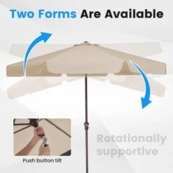 9 Ft. Steel Market Crank And Tilt Outdoor Patio Umbrella In Beige -Jearey jearey market umbrellas cbzzs 9 bg 1f 1000