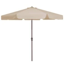 9 Ft. Steel Market Crank And Tilt Outdoor Patio Umbrella In Beige
