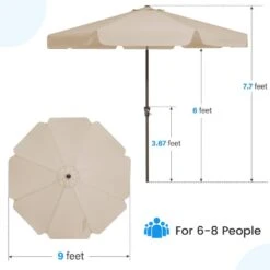 9 Ft. Steel Market Crank And Tilt Outdoor Patio Umbrella In Beige -Jearey jearey market umbrellas cbzzs 9 bg fa 1000