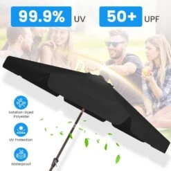 9 Ft. Steel Market Crank And Tilt Outdoor Patio Umbrella In Black -Jearey jearey market umbrellas cbzzs 9 bk 44 1000