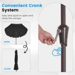 9 Ft. Steel Market Crank And Tilt Outdoor Patio Umbrella In Black -Jearey jearey market umbrellas cbzzs 9 bk 4f 1000