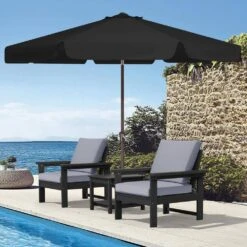 9 Ft. Steel Market Crank And Tilt Outdoor Patio Umbrella In Black