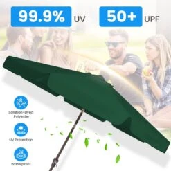 9 Ft. Steel Market Crank And Tilt Outdoor Patio Umbrella In Dark Green -Jearey jearey market umbrellas cbzzs 9 dgn 44 1000