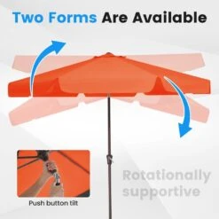 9 Ft. Steel Market Crank And Tilt Outdoor Patio Umbrella In Pumpkin -Jearey jearey market umbrellas cbzzs 9 og 1f 1000