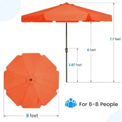 9 Ft. Steel Market Crank And Tilt Outdoor Patio Umbrella In Pumpkin -Jearey jearey market umbrellas cbzzs 9 og fa 1000