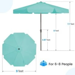 9 Ft. Steel Market Crank And Tilt Outdoor Patio Umbrella In Peacock Blue -Jearey jearey market umbrellas cbzzs 9 pb fa 1000