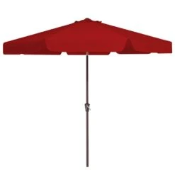 9 Ft. Steel Market Crank And Tilt Outdoor Patio Umbrella In Red -Jearey jearey market umbrellas cbzzs 9 rd 40 1000