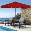 9 Ft. Steel Market Crank And Tilt Outdoor Patio Umbrella In Red