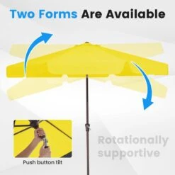9 Ft. Steel Market Crank And Tilt Outdoor Patio Umbrella In Yellow -Jearey jearey market umbrellas cbzzs 9 ye 1f 1000