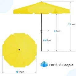 9 Ft. Steel Market Crank And Tilt Outdoor Patio Umbrella In Yellow -Jearey jearey market umbrellas cbzzs 9 ye fa 1000