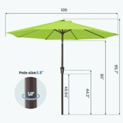 10 Ft. Market Patio Umbrella With Push Button Tilt And Crank In Apple Green -Jearey jearey market umbrellas cx10 agn 44 1000