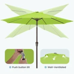 10 Ft. Market Patio Umbrella With Push Button Tilt And Crank In Apple Green -Jearey jearey market umbrellas cx10 agn 4f 1000