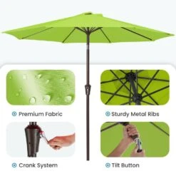 10 Ft. Market Patio Umbrella With Push Button Tilt And Crank In Apple Green -Jearey jearey market umbrellas cx10 agn c3 1000