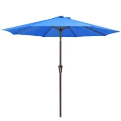 10 Ft. Market Patio Umbrella With Push Button Tilt And Crank In Blue -Jearey jearey market umbrellas cx10 blue 40 1000