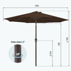 10 Ft. Market Patio Umbrella With Push Button Tilt And Crank In Brown -Jearey jearey market umbrellas cx10 bn 44 1000