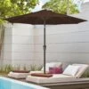 10 Ft. Market Patio Umbrella With Push Button Tilt And Crank In Brown