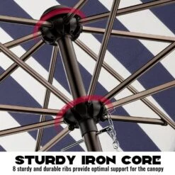 10 Ft. Market Patio Umbrella With Push Button Tilt And Crank In Blue And White Stripes 10 10 Ft. Market Patio Umbrella With Push Button Tilt And Crank In Blue And White Stripes -Jearey jearey market umbrellas cx10 bws 1d 1000