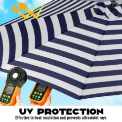 10 Ft. Market Patio Umbrella With Push Button Tilt And Crank In Blue And White Stripes 9 10 Ft. Market Patio Umbrella With Push Button Tilt And Crank In Blue And White Stripes -Jearey jearey market umbrellas cx10 bws a0 1000
