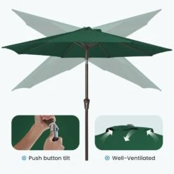 10 Ft. Market Patio Umbrella With Push Button Tilt And Crank In Green 12 10 Ft. Market Patio Umbrella With Push Button Tilt And Crank In Green -Jearey jearey market umbrellas cx10 green 1f 1000