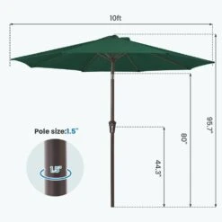 10 Ft. Market Patio Umbrella With Push Button Tilt And Crank In Green 13 10 Ft. Market Patio Umbrella With Push Button Tilt And Crank In Green -Jearey jearey market umbrellas cx10 green 44 1000