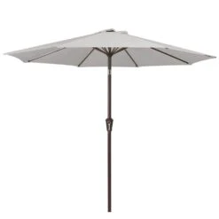 10 Ft. Market Patio Umbrella With Push Button Tilt And Crank In Light Gray -Jearey jearey market umbrellas cx10 lgy 40 1000