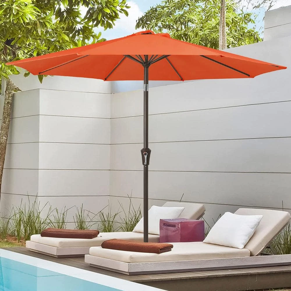 10 Ft. Market Patio Umbrella With Push Button Tilt And Crank In Orange 1 10 Ft. Market Patio Umbrella With Push Button Tilt And Crank In Orange